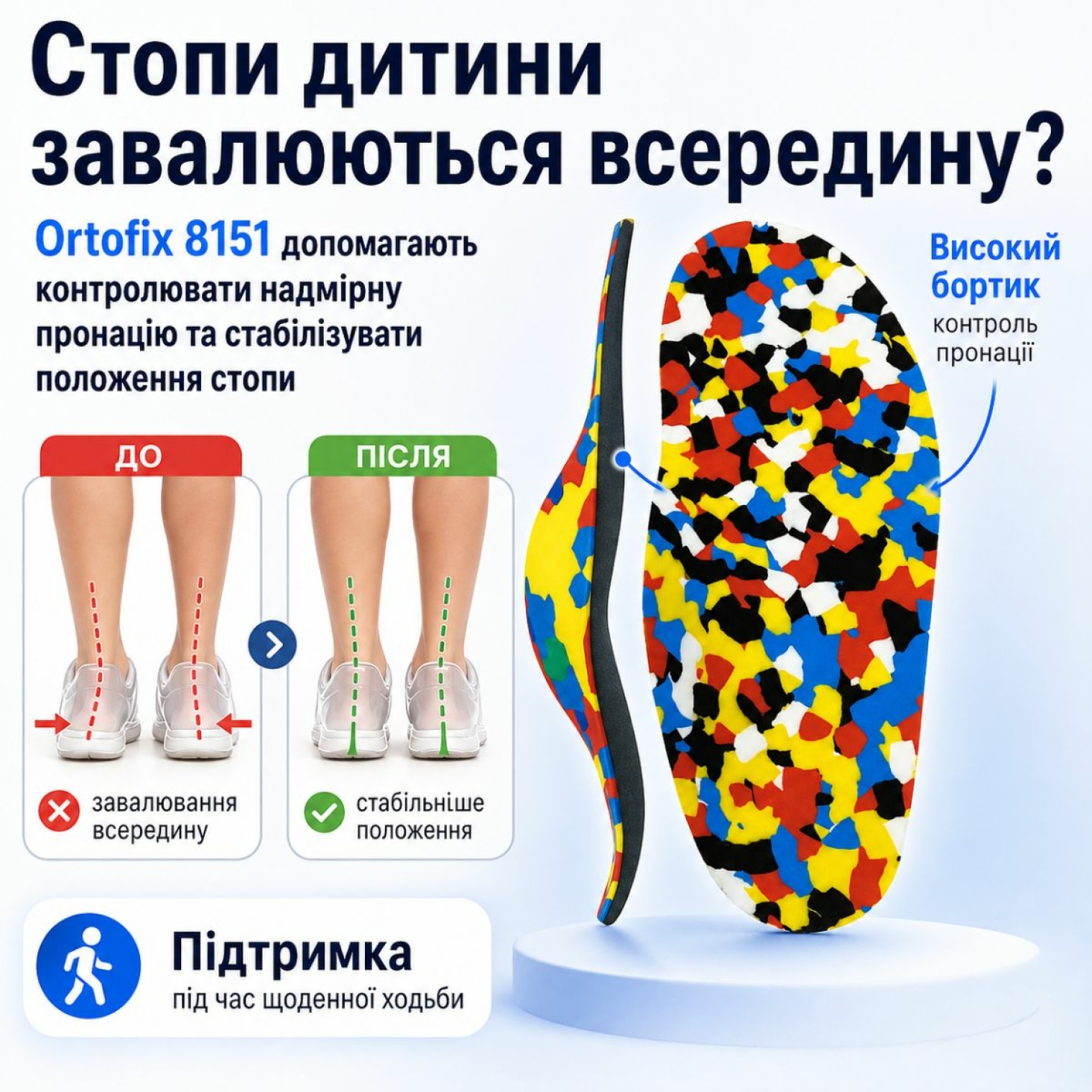 Стопи дитини завалюються всередину під час ходьби