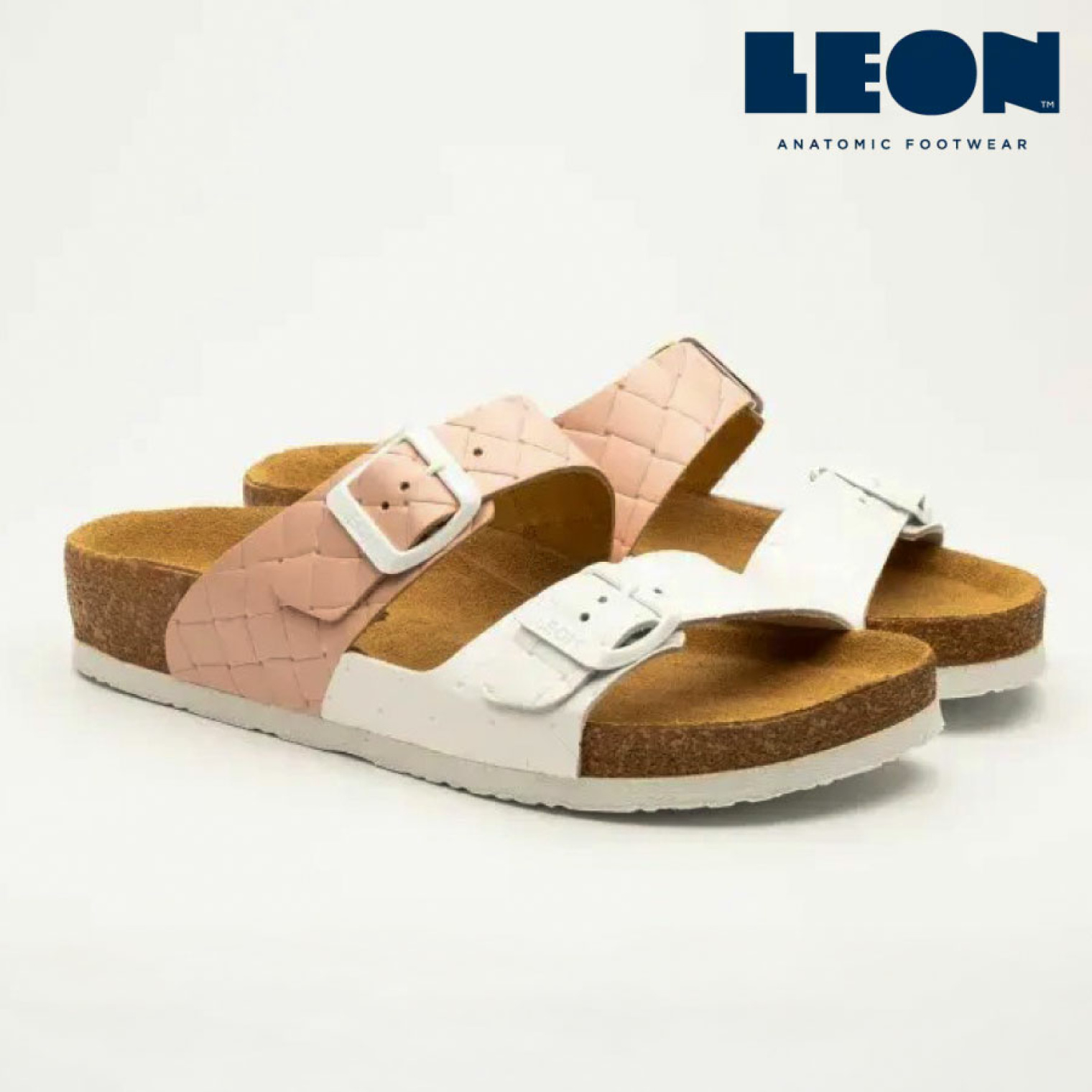 Шльопанці жіночі Leon 4011 (рожево-білі)