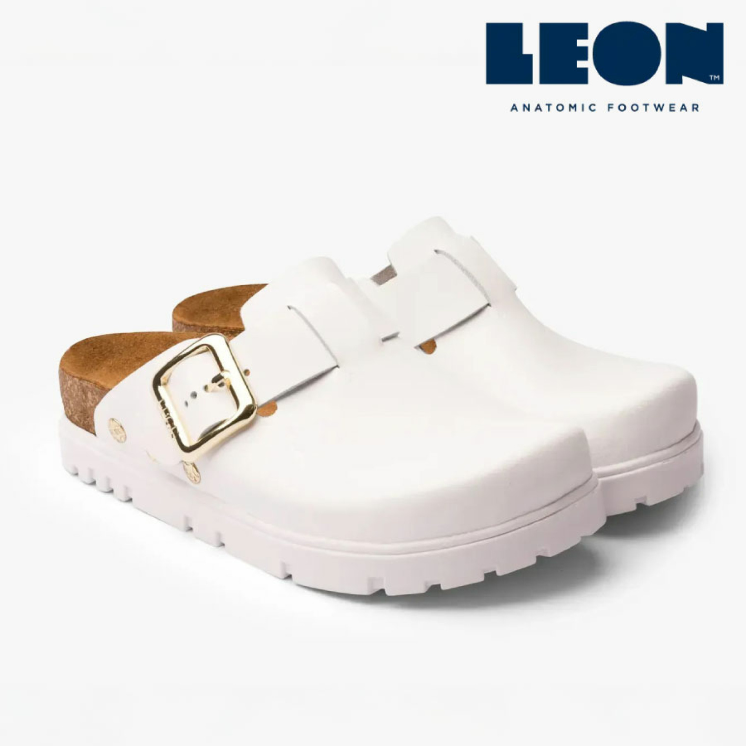 Анатомические женские тапочки-сабо Leon 6000 (белые)