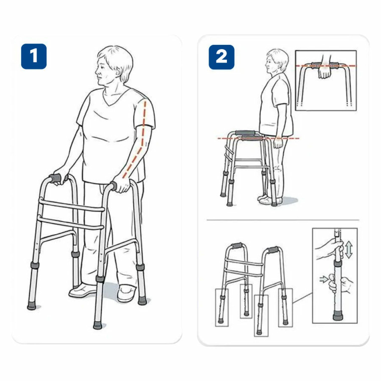 Как отрегулировать высоту ходунков.