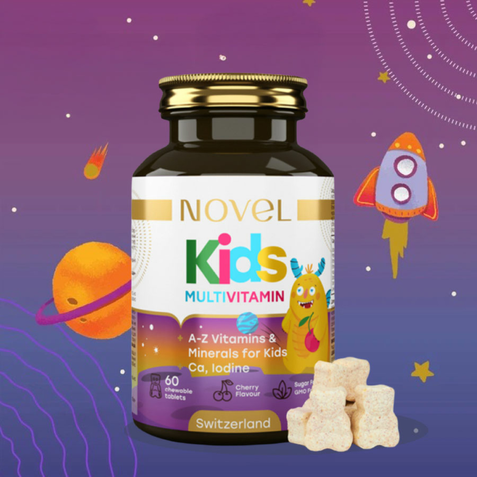 <span data-mce-style="color: rgb(132, 63, 161);" style="color: rgb(132, 63, 161);">Вітаміни жувальні NOVEL КІДС Мультивітамін для дітей №60</span>