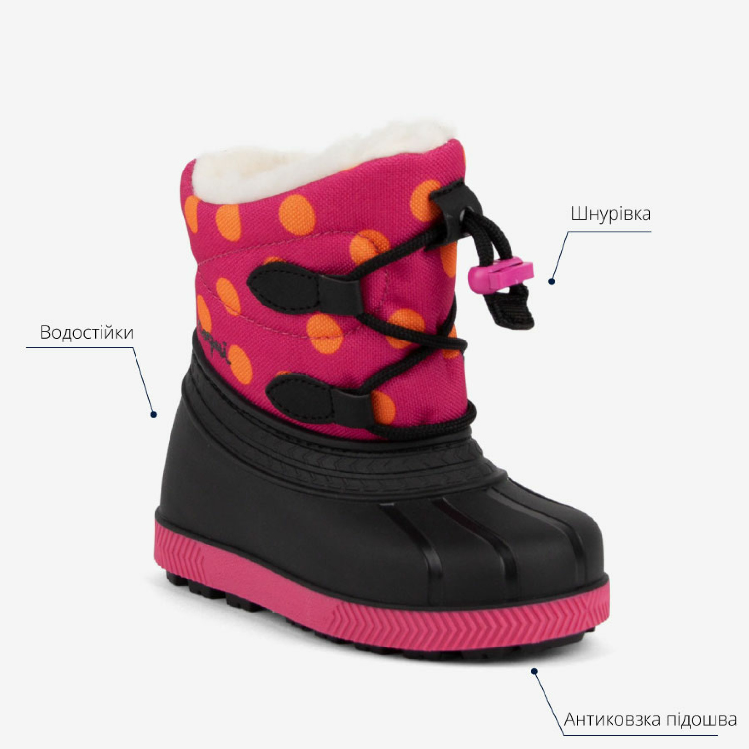 Дитячі чоботи сноубутси COQUI BERGY (5032 Lt. fuchsia dots)