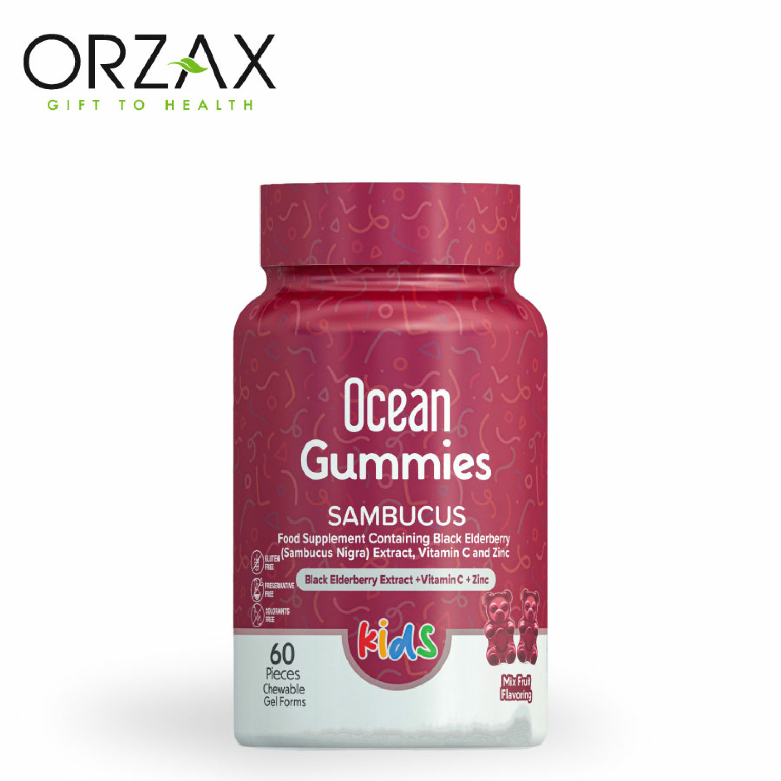 <span data-mce-style="color: rgb(0, 0, 0);" style="color: rgb(0, 0, 0);">Диєтична добавка ORZAX Ocean Smart Gummies Sambucus kids (жувальні желейні цукерки, 60 шт)</span>