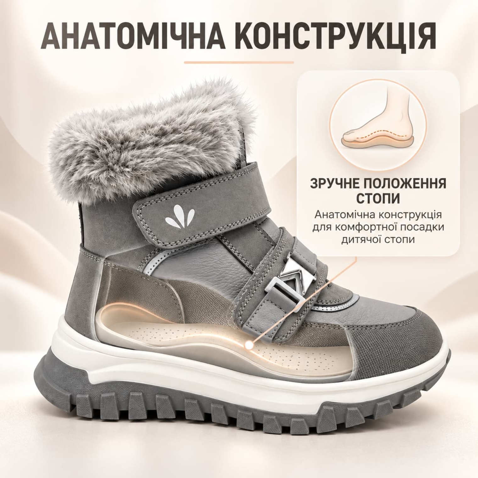 <span style="color: rgb(255, 255, 255);" data-mce-style="color: rgb(255, 255, 255);">Функція Т3анатомічна конструкція для зручного положення дитячої стопи;</span>