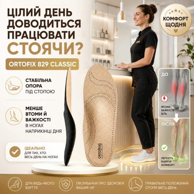 Ортопедические стельки Ortofix (Ортофикс) 829 Classic для повседневной обуви