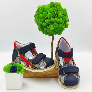 Дитячі Анатомічні босоніжки Ortomedica 220-02 срібло-синій