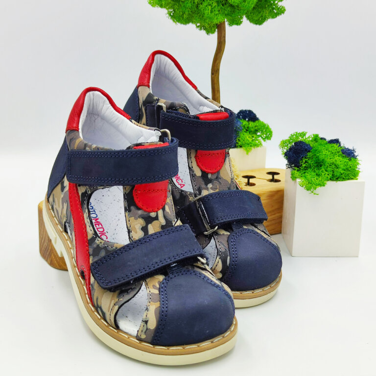 Дитячі Анатомічні босоніжки Ortomedica 220-02 срібло-синій