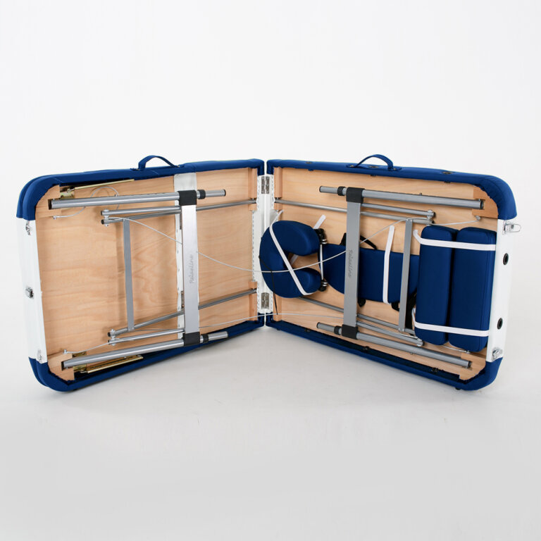 Массажный стол RelaxLine King белый/темно-синий увеличенный