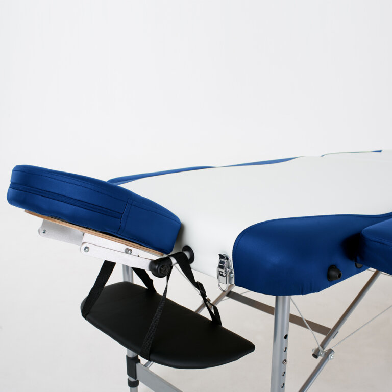 Массажный стол RelaxLine King белый/темно-синий увеличенный