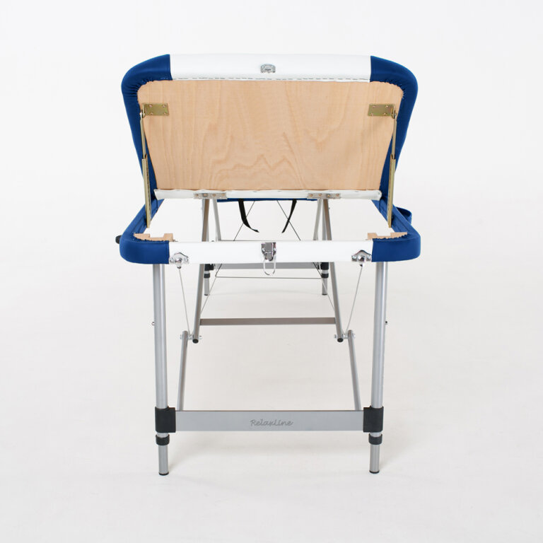 Массажный стол RelaxLine King белый/темно-синий увеличенный