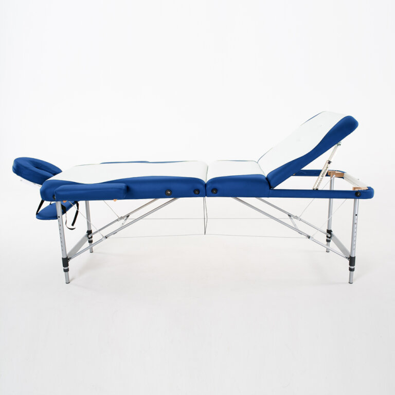 Массажный стол RelaxLine King белый/темно-синий увеличенный