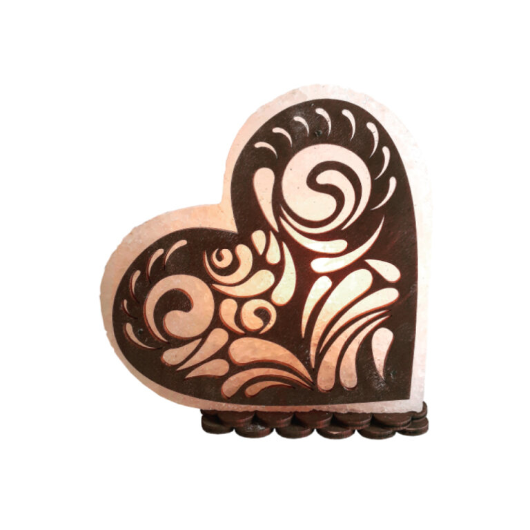 Лампа солевая "Сердце с узором № 2" 3-4 кг