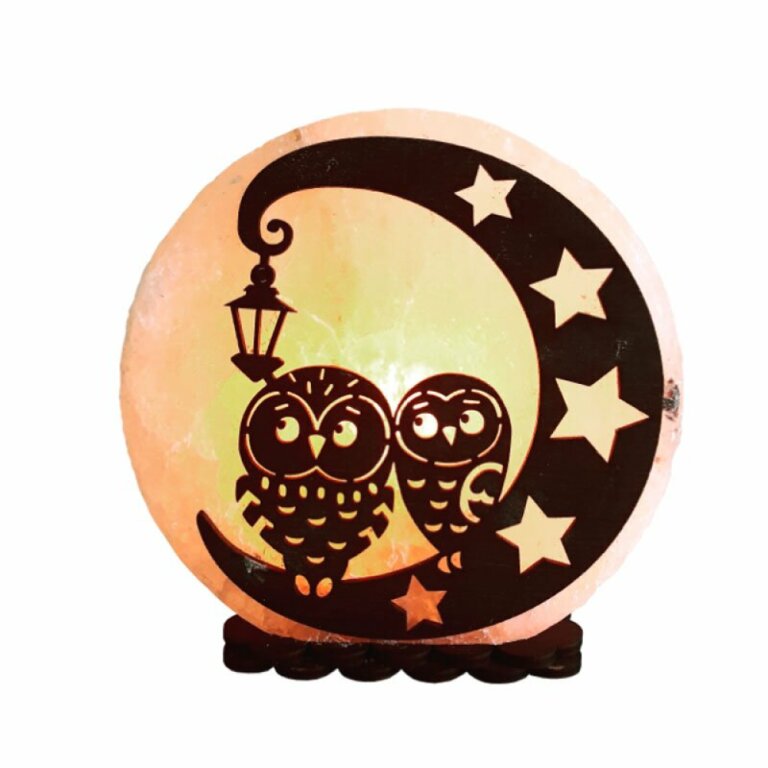 Солевая лампа "Совы на Луне" 3-4 кг