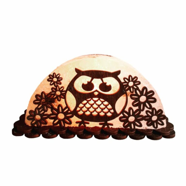 Соляна лампа "Сова з квіточками" 1,5 кг