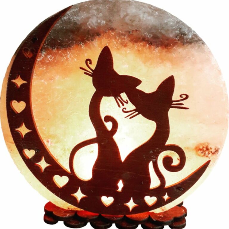 Солевая лампа "Котики на луне №2" 3-4 кг