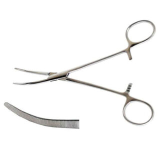 Затискач Більрот, зубчастий, вигнутий 158 мм, № 1