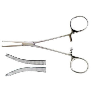 Затискач Кохер, 1/2 зубий, зубчастий, вигнутий 160 мм, № 2