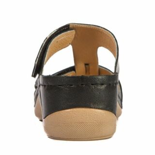 Анатомічні босоніжки Leon 914 чорні з камінням