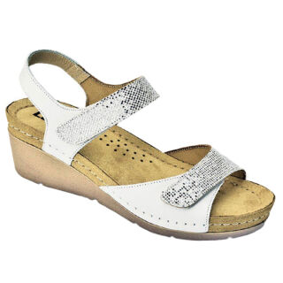 Анатомічні босоніжки Leon 1041 білі з камінчиками