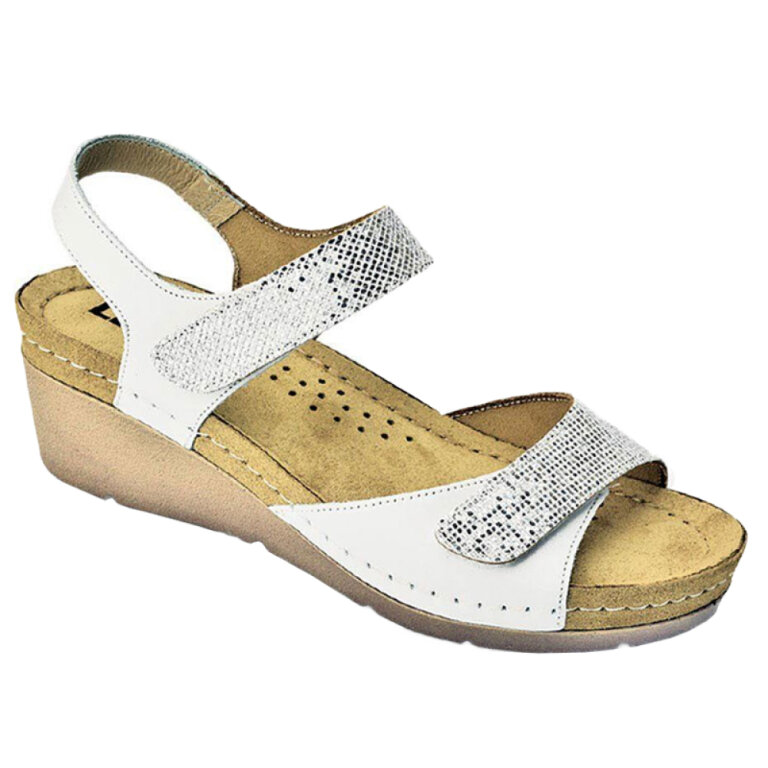 Анатомічні босоніжки Leon 1041 білі з камінчиками