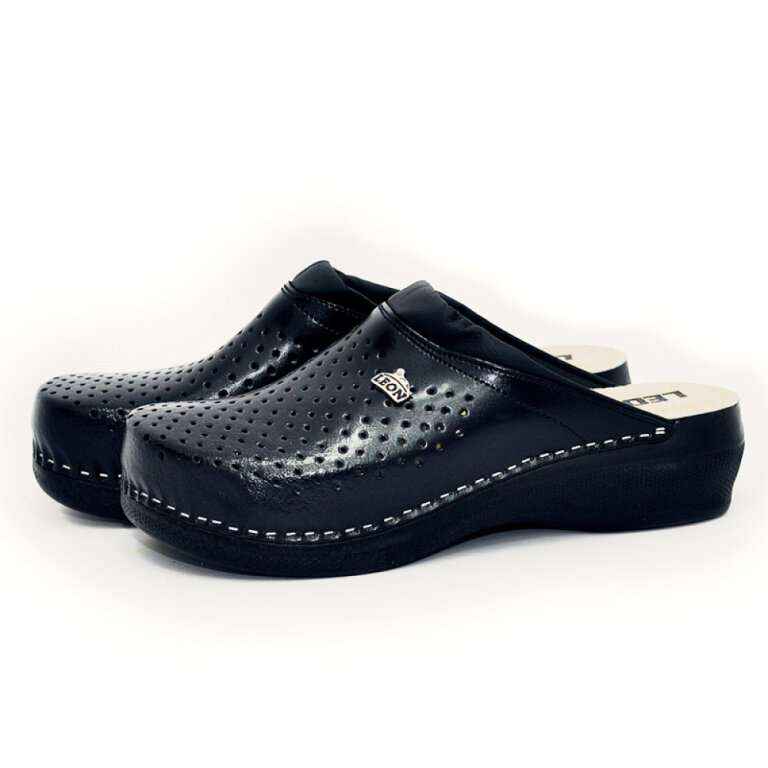 Анатомічні тапочки-сабо Leon PU100 чорні