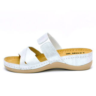 Анатомічні босоніжки-сабо Leon 909 сріблясті