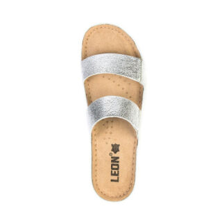 Анатомічні босоніжки-сабо Leon 918 сріблясті