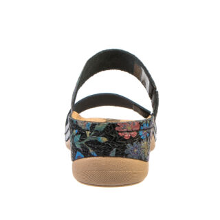 Анатомічні босоніжки-сабо Leon 918 чорний-квіти