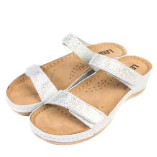 Анатомічні босоніжки-сабо Leon 919 сріблясті