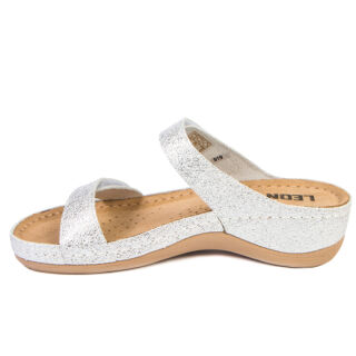 Анатомічні босоніжки-сабо Leon 919 сріблясті