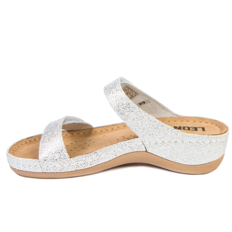 Анатомічні босоніжки-сабо Leon 919 сріблясті