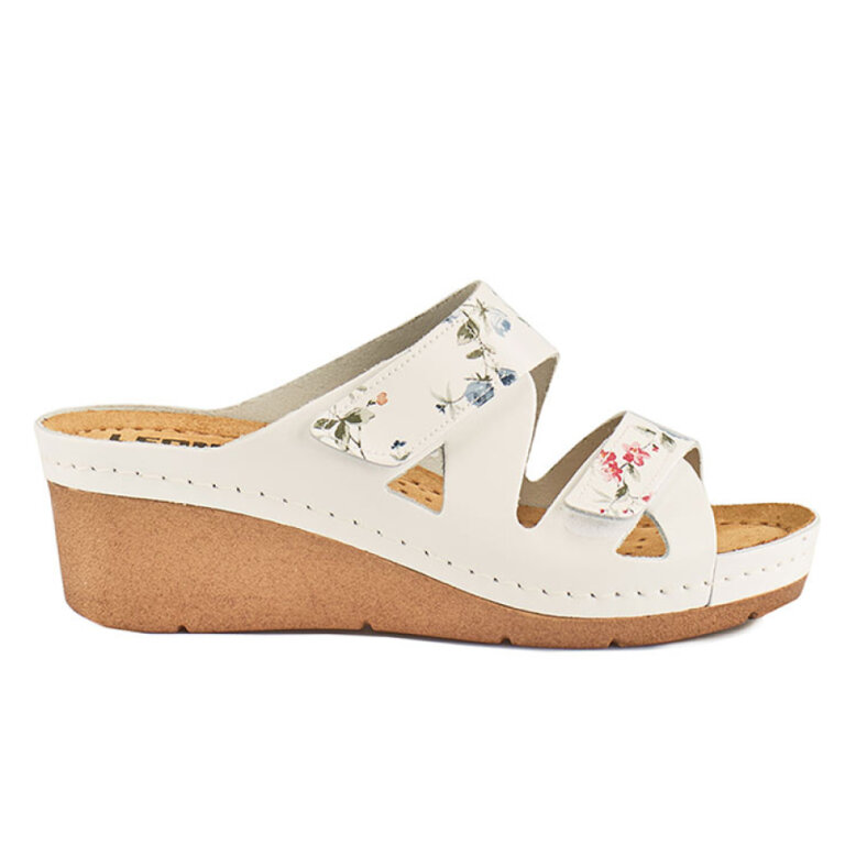 Анатомічні сабо Leon 1004 білий-квіти