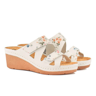 Анатомічні сабо Leon 1004 білий-квіти