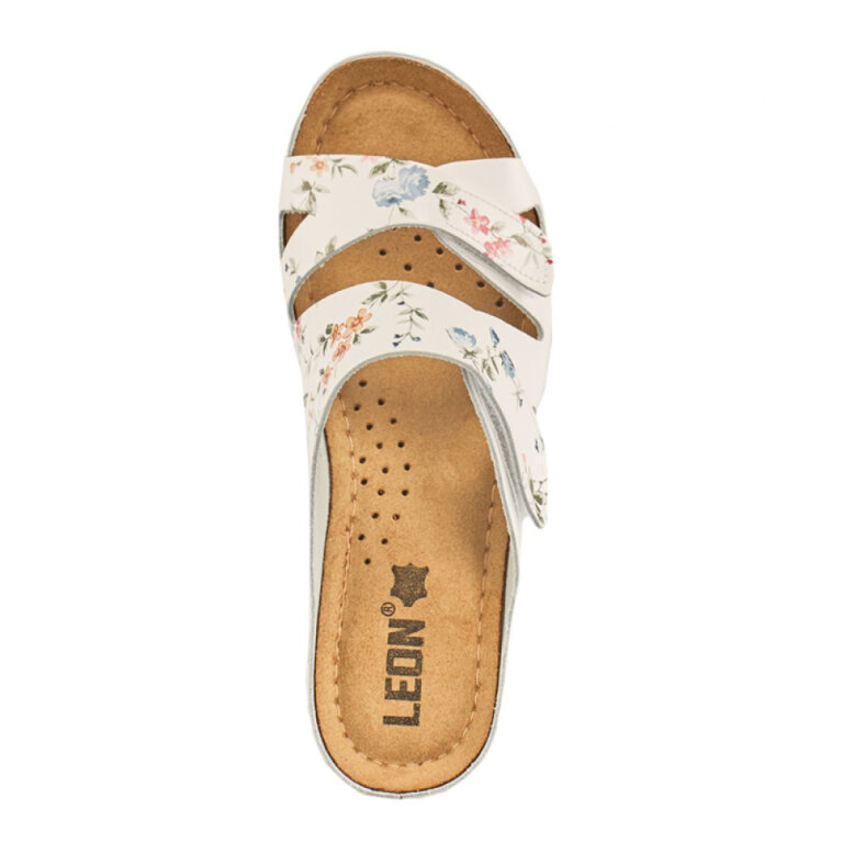Анатомічні сабо Leon 1004 білий-квіти