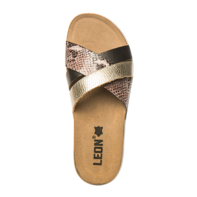 Анатомічні сабо Leon 1201 чорний/змія