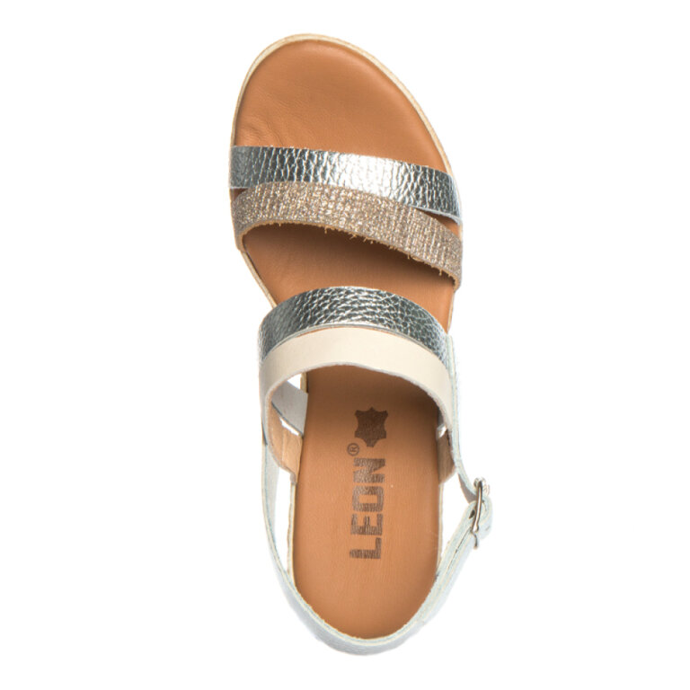 Анатомічні босоніжки-сабо Leon 1301 сріблясті