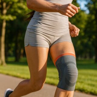 Эластичный бандаж на колено Thuasne 0354 (Тюан 0354), наколенник при повреждении связок, при при болях в коленях, спортивный бандаж для бега, с ребрами жесткости