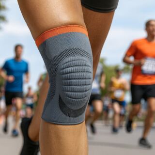 Эластичный бандаж на колено Thuasne 0354 (Тюан 0354), наколенник при повреждении связок, при при болях в коленях, спортивный бандаж для бега, с ребрами жесткости