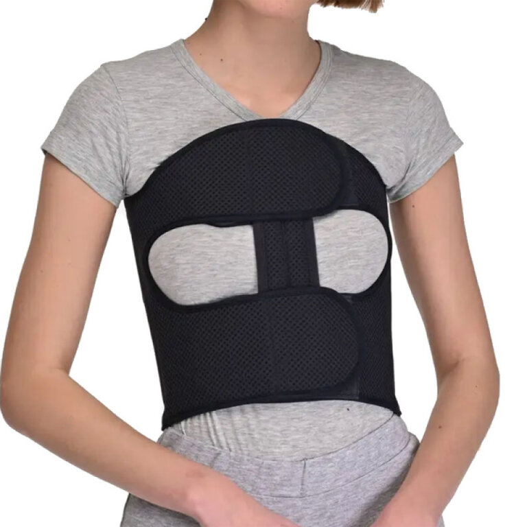 Бандаж послеоперационный разъемный на грудную клетку Реабилитимед БР-4Т сетка, цвет черный