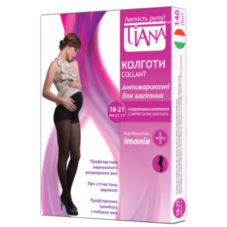 Колготи компресійні для вагітних Tiana 970 Ambra 140 DEN, 18-21 мм зт.ст., чорні