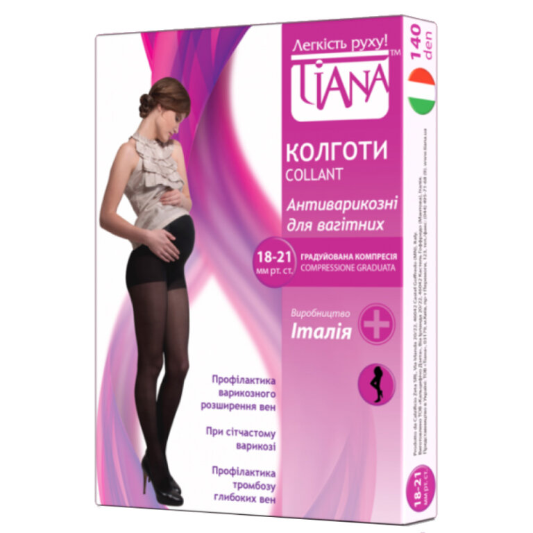 Колготи компресійні для вагітних Tiana 970 Ambra 140 DEN, 18-21 мм зт.ст., чорні