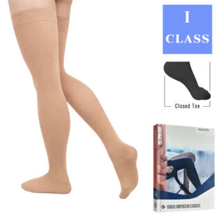 Панчохи компресійні 1 клас (18-21 mmHg) Aurafix AV-103 з закритим носком, бежеві