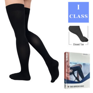 Компресійні панчохи 1 клас (18-21 mmHg) Aurafix AV-103 з закритим носком, чорні