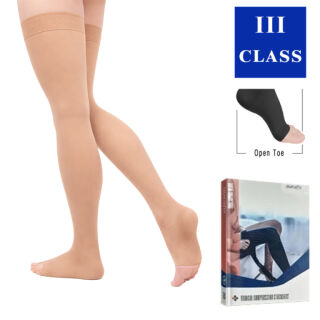 Компресійні панчохи Aurafix AV-113 відкритий носок, 3 клас, бежеві