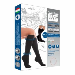 Гольфи бавовняні UNiSEX TRAVEL (профілактичні) антиварикозні Tiana 955, компресія 18-21 мм рт.ст., 140D, чорні