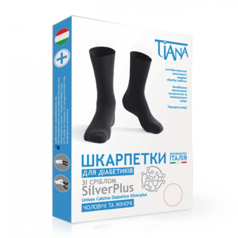 Шкарпетки для діабетиків зі сріблом Tiana 725 SilverPlus чорні