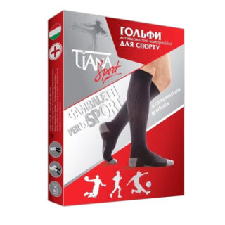 Гольфи антиварикозні компресійні для спорту Tiana 760 Skin Logo, 18-21 мм рт.ст., чорно-сірі