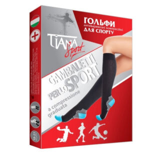 Гольфи антиварикозні компресійні для спорту Tiana 761 Tipo Coolmax, 18-21мм рт.ст., чорно-блакитний