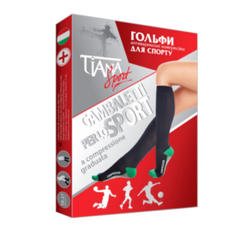 Гольфи антиварикозні компресійні для спорту Tiana 762 Tipo Competition, 18-21мм рт.ст., синьо-зелені