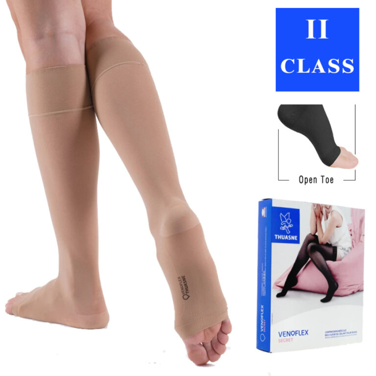 Компрессионные гольфы 2 класс (15-20 mmHg) Thuasne Venoflex Secret 5920 01 с открытым носком- золото